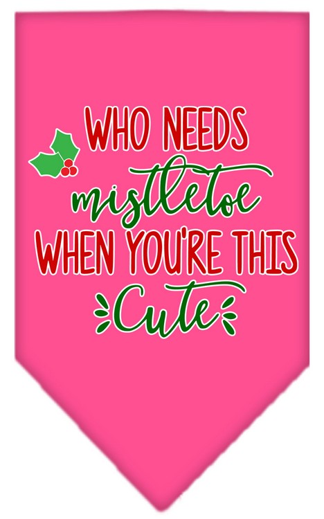 Who Needs Mistletoe Screen Print Bandana Bright Pink Small